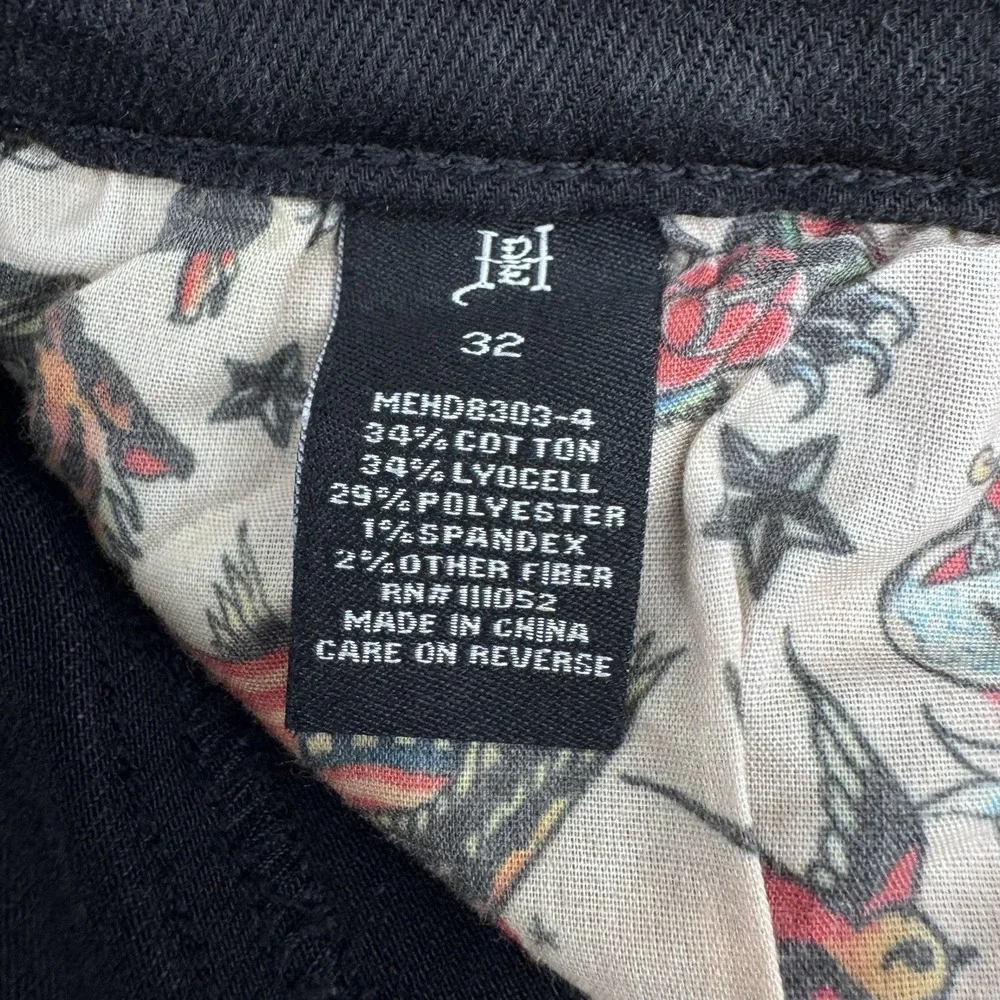 Ed Hardy Men's Bootcut Black Denim Jeans Embroidered Dragon Logo 5-Pocket sz 32